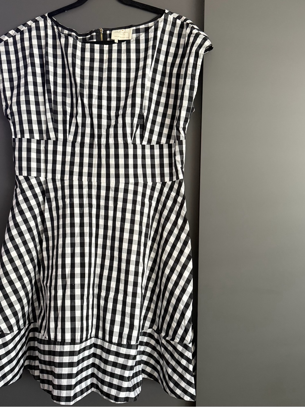 kate spade Black & White Gingham Fit-and-Flare Mini Dress
